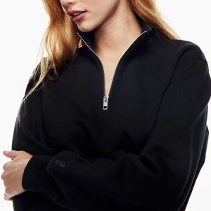TNA Aritzia Cozy Fleece Perfect ¼ Zip Sweatshirt SET Black and Grey Medium